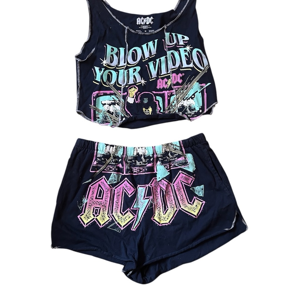 AC/DC Graphic Crop Top and Shorts Set